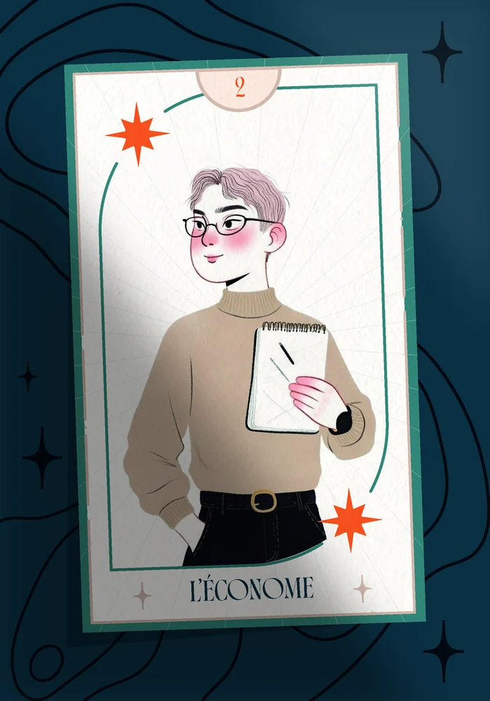 Carte illustrée du profil L'Économe, façon tarot