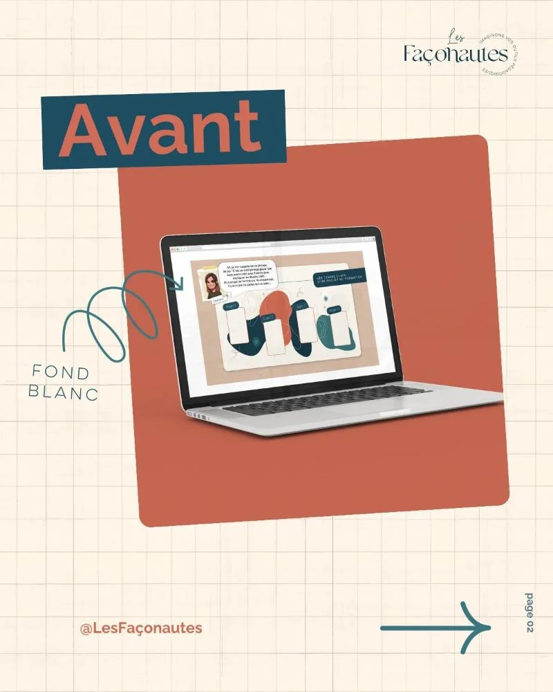 Avant : module Storyline 360 publié sur un fond blanc par défaut, affiché sur un ordinateur portable