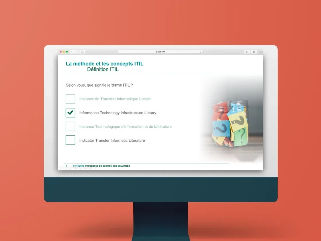 Support de classe virtuelle ITIL : quiz sur la signification du terme ITIL