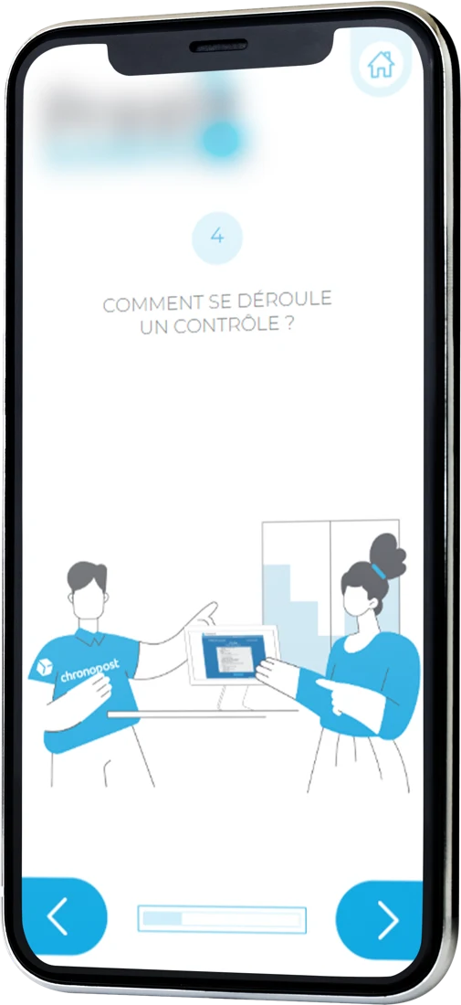 Écran « Comment se déroule un contrôle ? » montrant deux personnages devant un ordinateur